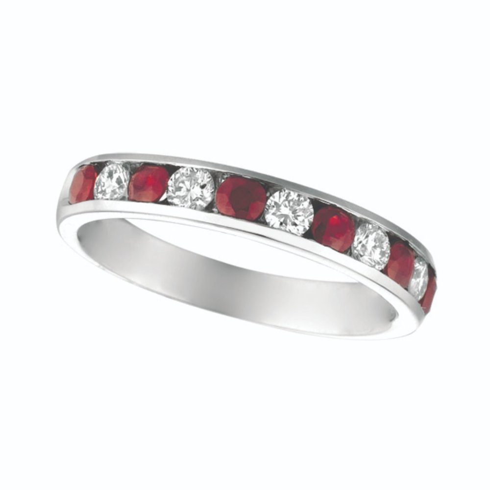 1.10 Carat Natural Ruby & Diamond Ring 14K White
